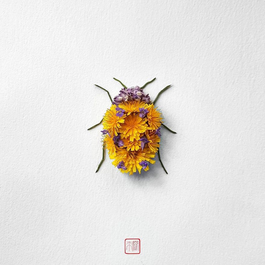 你怕蟲子嗎？來看看這些用花瓣做成的蟲子（組圖）