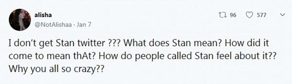 格萊美歌后克萊森金球獎現場“追星” stan到底啥意思？