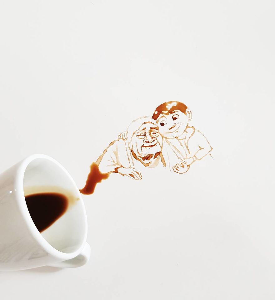 咖啡和茶潑灑出的藝術（組圖）